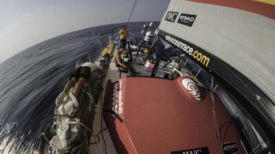 Abu Dhabi Ocean Racing's Azzam sails toward Abu Dhabi during the second leg of the 2014/15 Volvo Ocean Race. Matt Knighton / Abu Dhabi Ocean Racing / Volvo Ocean Race / December 5, 2014