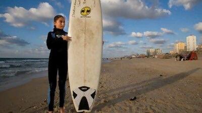 "There is a connection between me and the sea," says Sabah Abu Ghanim. "And there, for a little time, I feel happy and free."