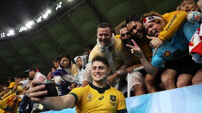 James O'Connor of Australia takes a selfie after the match. Getty