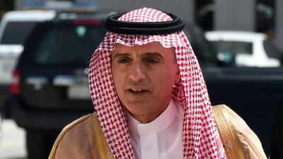 Saudi foreign minister Adel Al Jubeir discussed the Yemen conflict with US secretary of state John Kerry, British foreign secretary Boris Johnson and officials from the UAE in London on Sunday. Fayez Nureldine/AFP