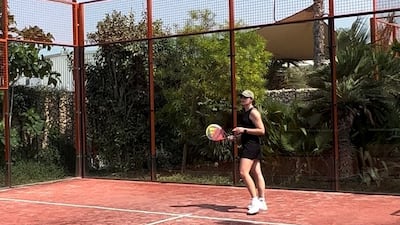 The National's Sophie Prideaux enjoying her new hobby, padel tennis. Sophie Prideaux / The National