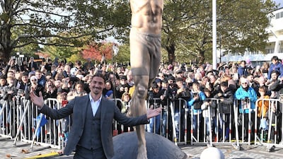 Zlatan Ibrahimovic at the unveiling ceremony. EPA