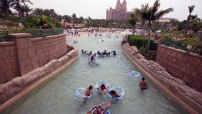 Aquaventure Waterpark at Atlantis the Palm: The park offers customers four summer packages with up to 40 per cent off prices with access to the Waterpark and The Lost Chambers Aquarium well as a meal deal at Barracuda or Shark Bites inside the waterpark. The basic package comes in at Dh250 per person, and Dh225 for children. The full packages are: Aquaventure admission, The Lost Chambers admission and a meal deal - Dh 250 per person, Dh 225 for kids . Aquaventure admission, The Lost Chambers admission, Sea Lion Discovery and a meal deal – Dh 595 per person. Aquaventure admission, The Lost Chambers admission, a dolphin encounter (shallow water) and a meal deal – Dh 695 per person if booked in advance . Aquaventure admission, The Lost Chambers admission, a dolphin adventure (deep water) and a meal deal – Dh850 per person. Randi Sokoloff / The National
