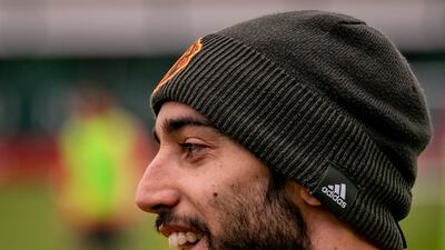 Bruno Fernandes preparing for the first leg against Roma. Getty