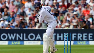 England's Zak Crawley is bowled offering no shot to a ball from Jasprit Bumrah. AFP
