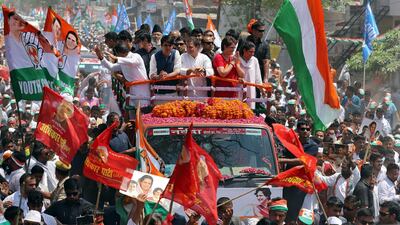 Rahul Gandhi, president of India's main opposition Congress party, arrives to file his nomination papers for the general election. Reuters
