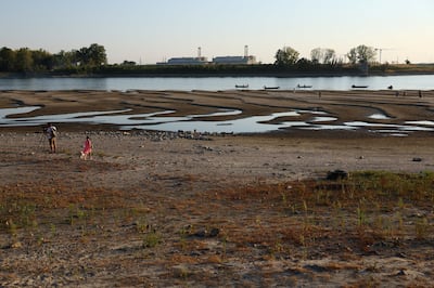 The Paks nuclear power plant behind the partially dried-up Danube in Dunaszentbenedek, Hungary. Reuters