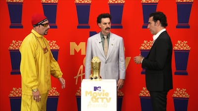 Cohen receives the Comedic Genius Award during the 2021 MTV Movie and TV Awards in Los Angeles, California. Viacom / Reuters