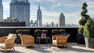 Jewel Suite terrace. The New York Palace Hotel, has teamed with jewelry designer Martin Katz to create the Jewel Suite, a two-story, 5,000 square foot penthouse that costs $25,000 a night and houses up to six guests. Courtesy Northwood Hospitality
