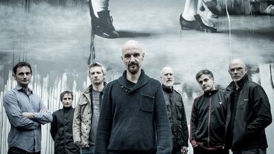 James, from left, Jim Glennie, Saul Davies, Mark Hunter, Tim Booth, David Baynton-Power, Andy Diagram and Larry Gott. Ralph Dunning