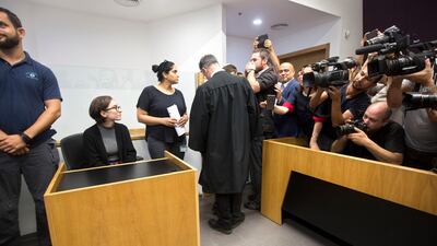 American-Palestinian student Lara Alqasem in a courtroom prior to a hearing at the district court in Tel Aviv, Israel, last week. Sebastian Scheiner / AP