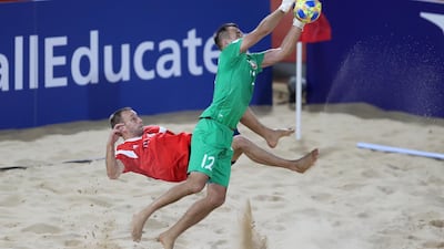 Valery Makarevich of Belarus (R) in action against Fedor Zemskov of Russia. EPA