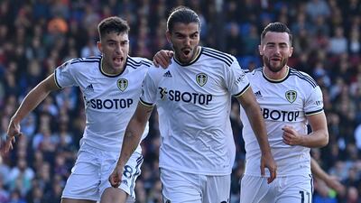 Leeds defender Pascal Struijk celebrates scoring the opening goal. AFP