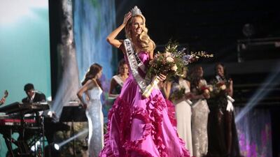Miss USA Olivia Jordan of Oklahoma is crowned on stage. Getty Images