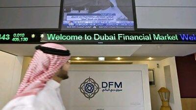 Shares in Dubai Financial Market Company hit Dh1.23 at the close. Jeff Topping / The National