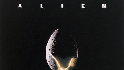 The poster for the 1978 film Alien features the famous logo at the top. Alamy
