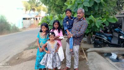 Gudu Saliyakoondu with his children and niece at home in India’s southern Tamil Nadu state. Photo: Gudu family