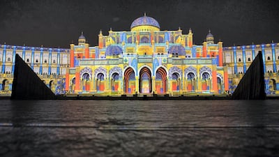 Sharjah City Municipality lit up for the Sharjah Light Festival 2019 Opening Ceremony. Courtesy Sharjah Light Festival