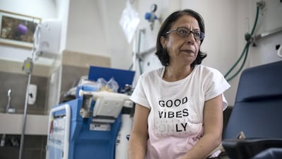Basma Khoury from the city of Ramallah after an appointment to review her test results at the oncology department.