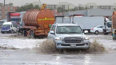 A deluge of rain proved disruptive for drivers in Dubai as extreme weather swept through the Emirates. Leslie Pableo for The National