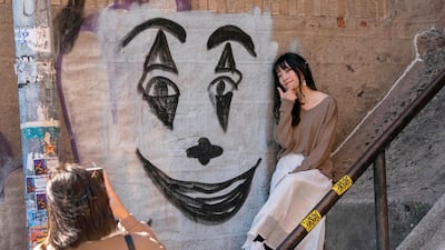 Joker-related graffiti has appeared on the Bronx staircase. AFP