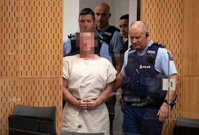 Brenton Tarrant, the main suspect in Christchurch mosque shootings on March 15, 2019, appears in court a day ater the attacks. Mark Mitchell / New Zealand Herald / Reuters