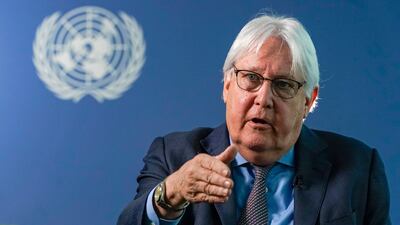 FILE - Martin Griffiths, the United Nations humanitarian chief, speaks during an interview with The Associated Press on Tuesday, Sept. 28, 2021, at U. N. headquarters. Griffiths told the U. N. Security Council on Monday, Aug. 30, 2022, that Afghanistan faces deepening poverty with 6 million people at risk of famine as he urged donors to immediately provide $770 million to help Afghans get through the winter. (AP Photo / Mary Altaffer, File)