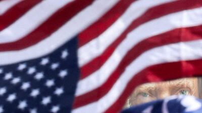 Flags and banners during during a 'No Kings' protest against the US President Donald Trump in Washington. Reuters