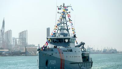 Vessel participating in next week's Naval Defence Exhibition (Naxdex) sail through the Mussaffah channel to berth at the Abu Dhabi National Exhibition Centre marina. All photos by Victor Besa / The National
