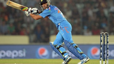 India batsman Yuvraj Singh during the T20 World Cup match against Australia at the Sher-e-Bangla Stadium in Dhaka on March 30, 2014. AFP