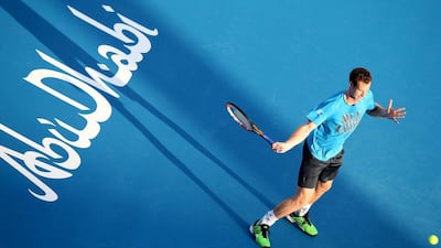 Andy Murray practices on Thursday at the Zayed Sports City tennis centre ahead of the Mubadala World Tennis Championship in Abu Dhabi. Ali Haider / EPA