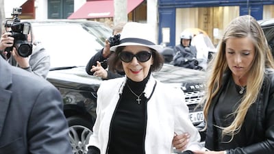 Mary Jo Shannon, grandmother of Kim Kardashian, arrives at Kanye West’s Paris apartment on May 20, 2014. The gates of the Chateau de Versailles, once the digs of Louis XIV, will be thrown open to Kim Kardashian, Kanye West and their guests for a private evening this week ahead of their marriage. Jacques Brinon / AP photo
