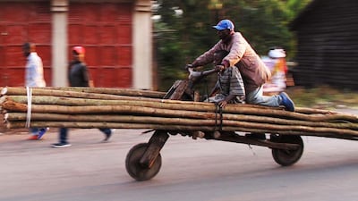 The chukudu is a low-tech Congolese solution to providing transport. Photo: John Henzell