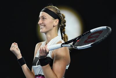 Petra Kvitova celebrates after defeating Danielle Collins to reach the Australian Open final. EPA