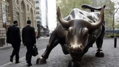 Despite the impressive finish of the Stock Market yesterday the statue of the bull which symbolizes rise in stock values was mostly ignored by New Yorkers as they rush to work in the morning in Downtown Manhattan.