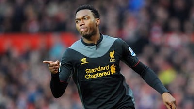 Daniel Sturridge celebrates his goal against Manchester United. Pic: Peter Powell/EPA