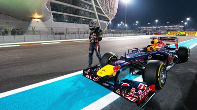 Sebastian Vettel's Red Bull sits on the side of the track after pulling over at the end of qualifying. Vladimir Rys/Getty Images