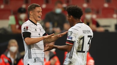 Florian Wirtz, left, and Karim Adeyemi, right are two of the teenagers in the Germany national team setup set for bright futures. Getty