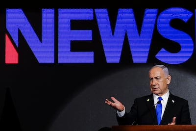 Israeli Prime Minister Benjamin Netanyahu delivers a speech during a US Independence Day reception in Jerusalem last week. EPA