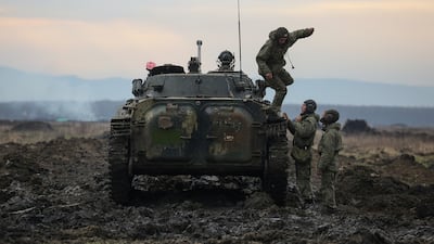 Russia on Tuesday carried out military exercises in the Rostov region near its border with Ukraine. AP