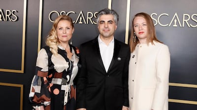 Sigrid Dyekjaer, Feras Fayyad and Kristine Barfod arrive for the 92nd Oscars Nominees Luncheon in Hollywood, California, on January 27, 2020. EPA