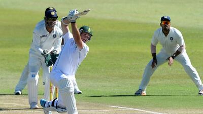 Graeme Smith of South Africa sends a ball out of the park in last month’s Test series against India – the world’s top two Test sides – just like the ICC dismissed the proposal for a Test Championship. Duif du Toit / Getty Images