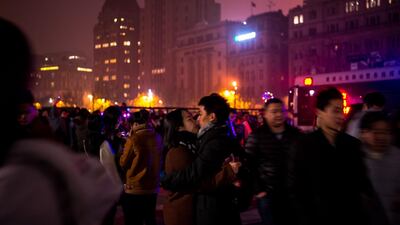 Shanghai residents celebrate the arrival of 2018. The city is one of the largest in the world. Chandan Khanna / AFP