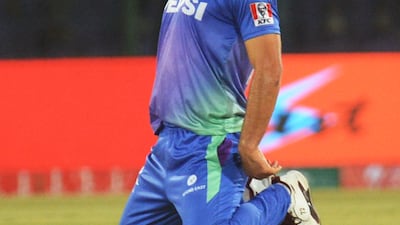 Multan Sultans' Khushdil Shah celebrates a wicket against Islamabad United. EPA