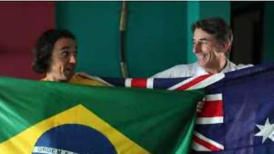 Mauro Quintana, left, like Peter Chadwick, is backing Australia - unless they meet Mauro's beloved Brazil.