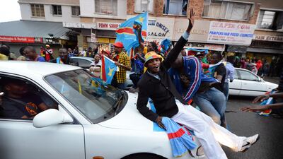 Supporters take to the streets after the Congo v Ghana match. Photo: Bram Lammers