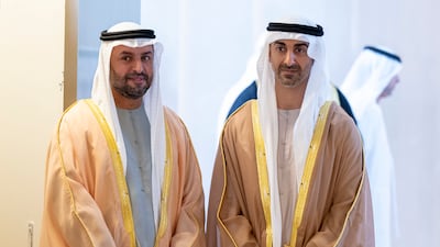 Sheikh Hamdan and Sheikh Mohamed bin Hamad, Private Affairs Adviser to the Presidential Court, were on hand to welcome King Hamad. Abdulla Al Bedwawi / UAE Presidential Court