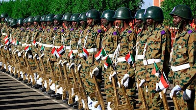 A guard of honour awaits the arrival of Sudan's Prime Minister Abdalla Hamdok in El-Fasher, the capital of the North Darfur state. AFP
