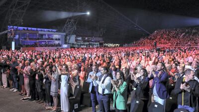 Bocelli receives a standing ovation during performance at du Arena.