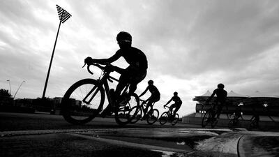 Riders train on the Yas Marina Circuit.